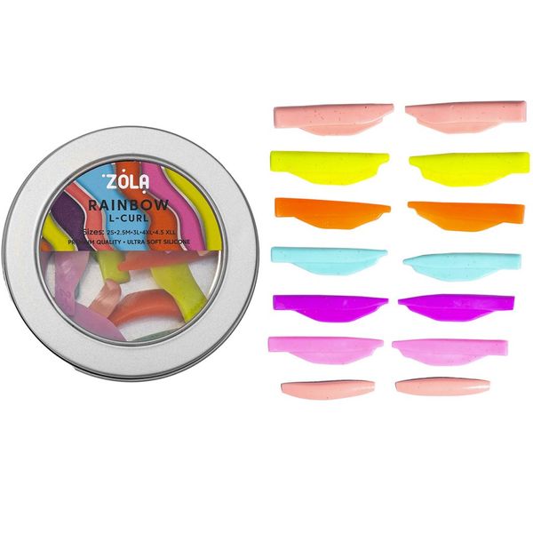 Валики для ламінування RAINBOW L-CURL (2S, 2.5 M, 3L, 4XL, 4.5 XLL) Zola Валики для ламінування RAINBOW L-CURL фото